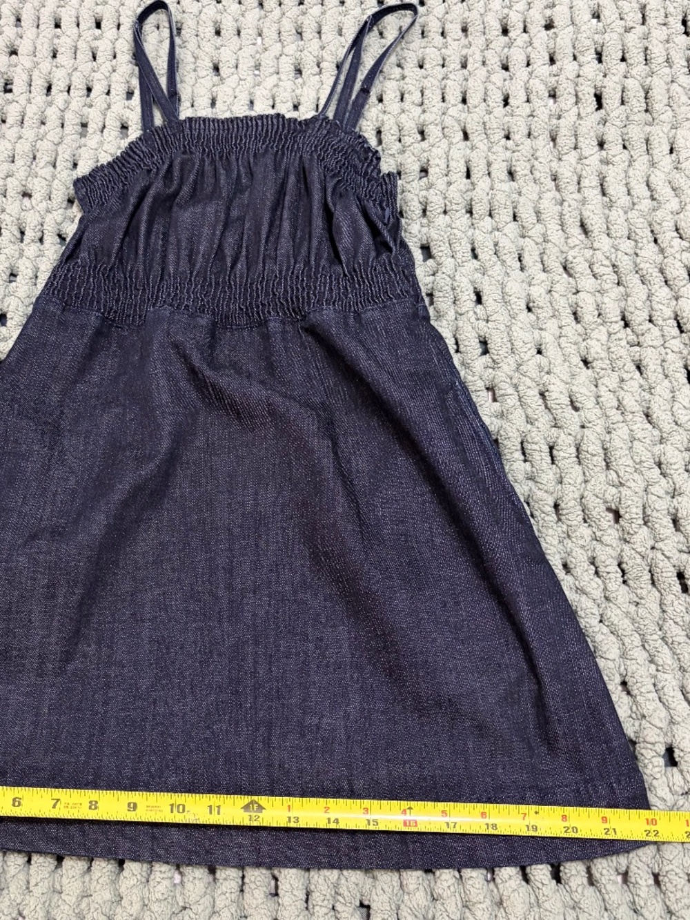 For All Mankind Stretch Denim Mini Dress Smocked Top – Size S (Est.) - Picture 12 of 12